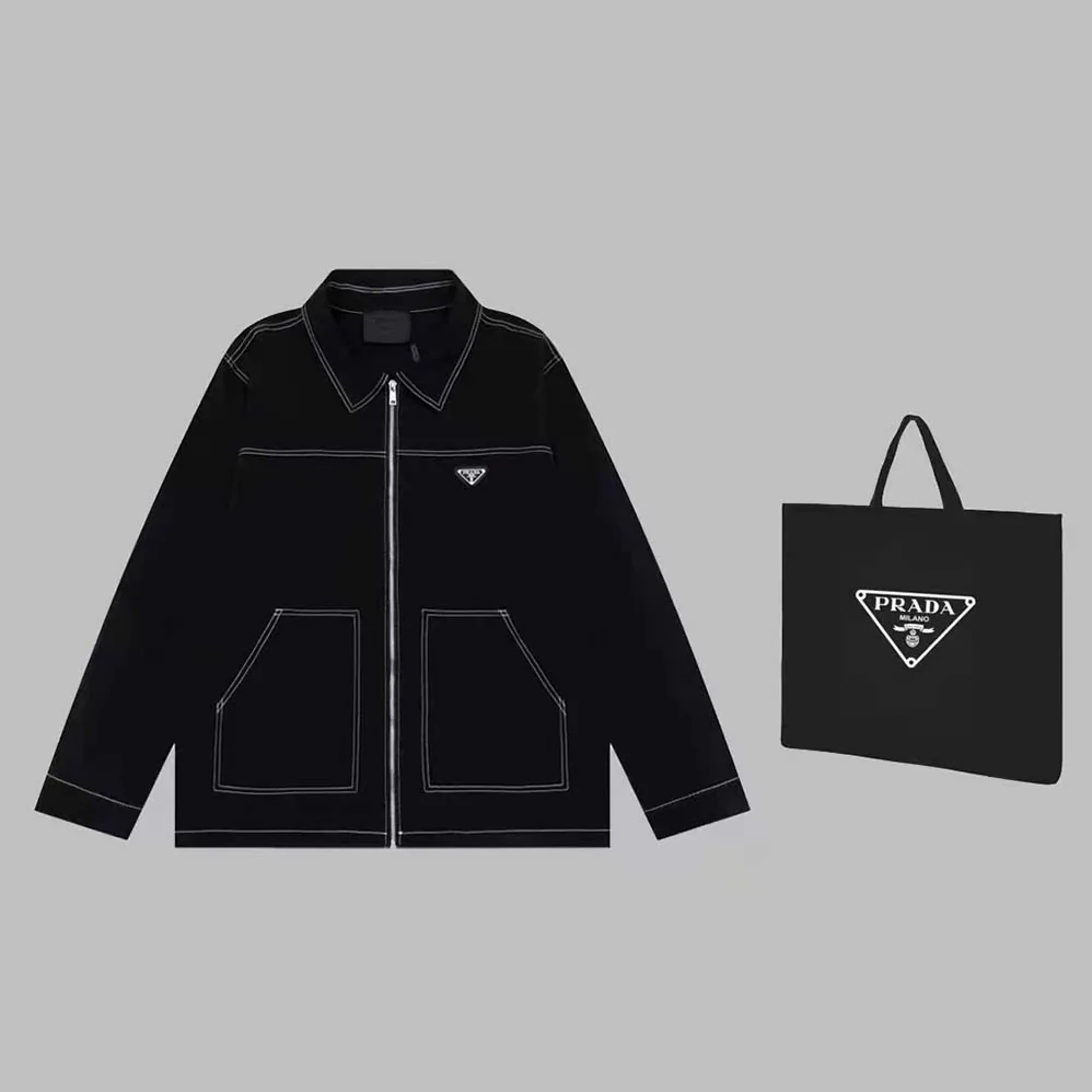 Prada Technical Fabric Blouson Jacket for Women in Black Prada Technical Fabric Blouson Jacket for Women in Black