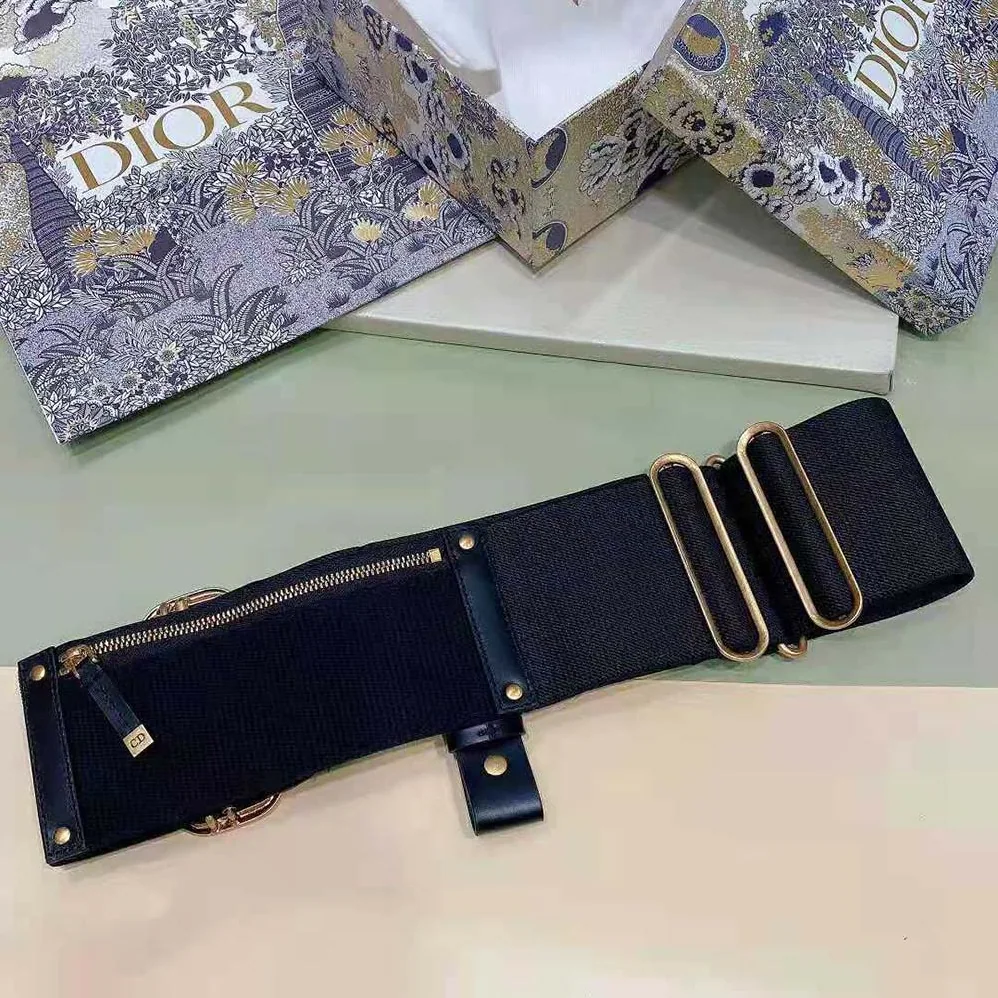 Dior Saddle Belt Black Smooth Calfskin and Technical Fabric 80 MM for Women