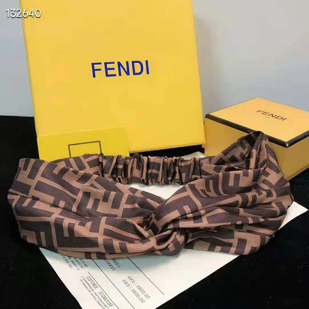 Fendi FF Band FF Band Brown Silk Bandeau Top for Women Fendi FF Band FF Band Brown Silk Bandeau Top for Women