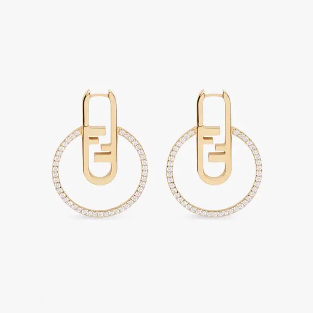 Fendi O Lock Earrings Gold for Women in Colored