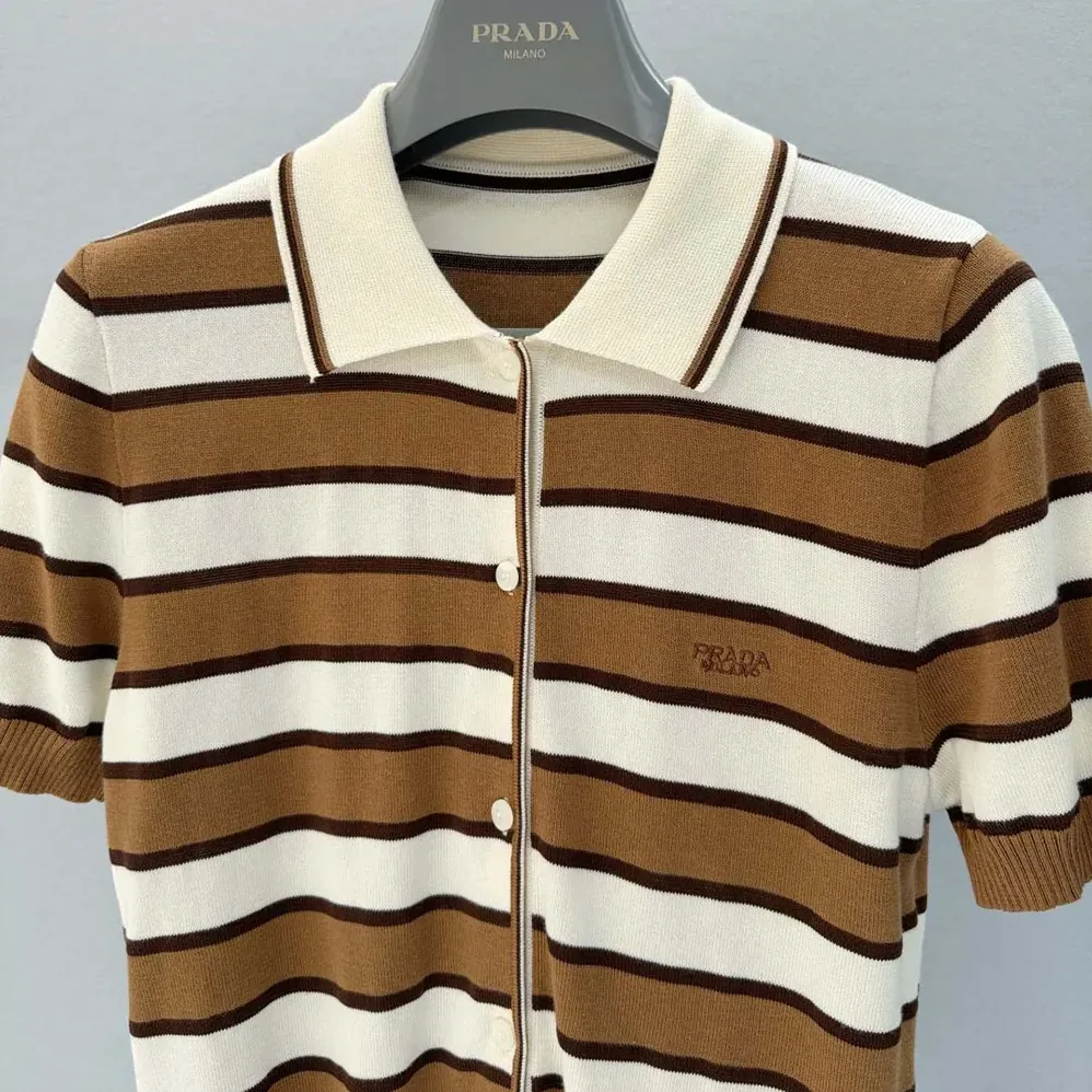 Prada Short for Women in sleeved Striped Cotton Cardigan