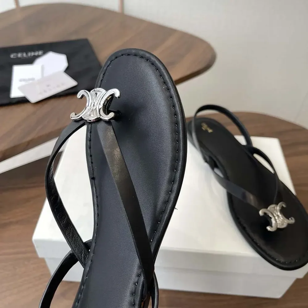 Celine Biki Sandal in Calfskin for Women in Black Celine Biki Sandal in Calfskin for Women in Black
