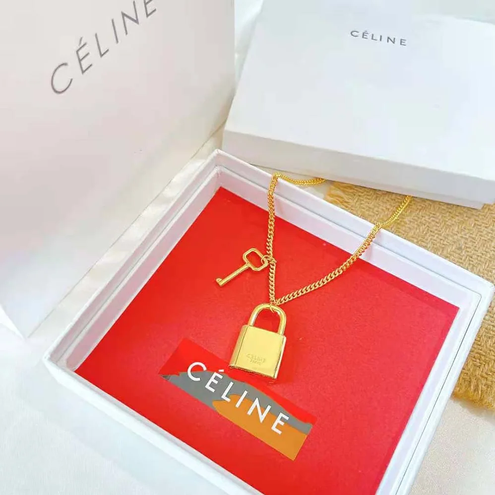 Celine Le 16 Necklace in Brass with Gold Finish for Women Celine Le 16 Necklace in Brass with Gold Finish for Women