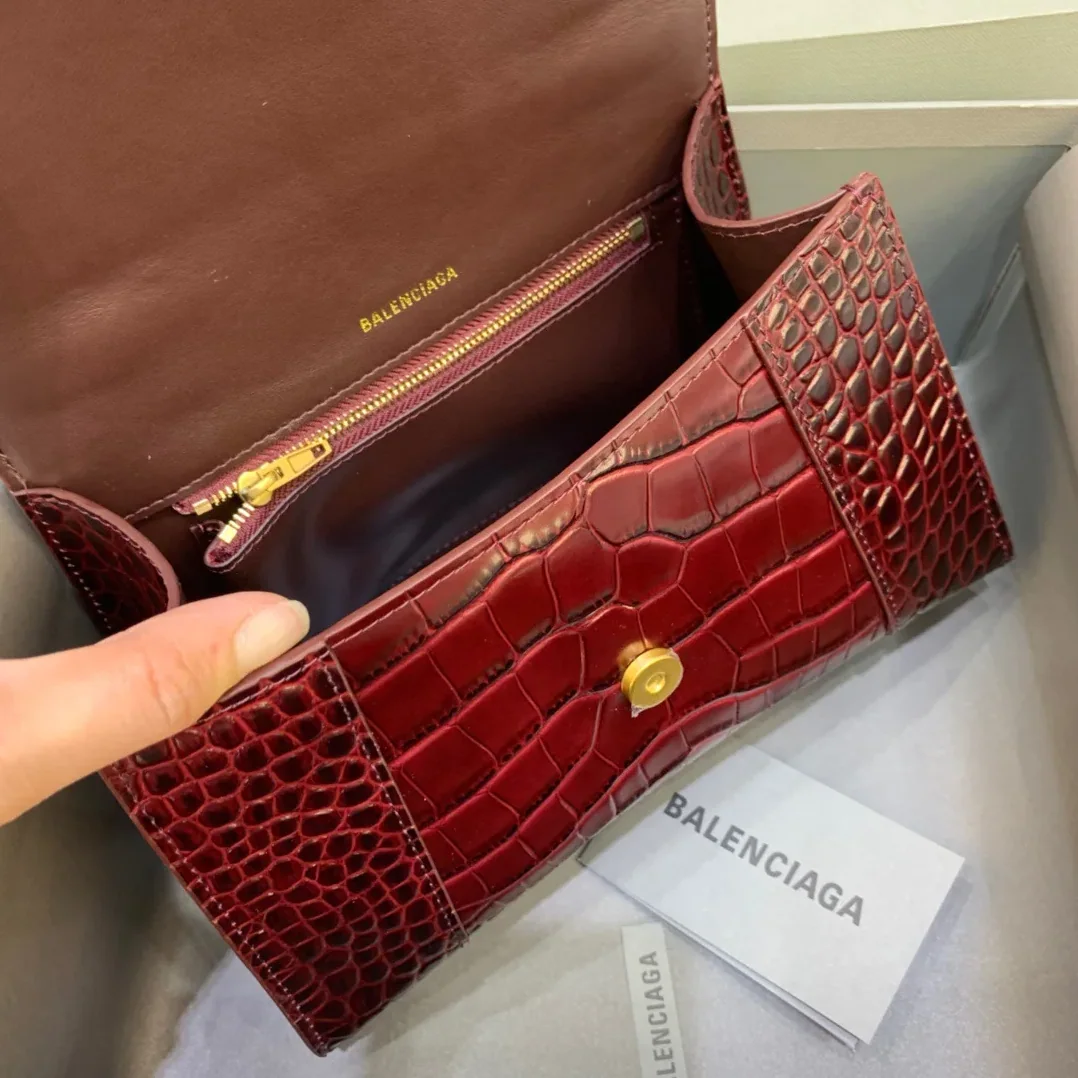 Balenciaga Hourglass Small Handbag In Dark Red Balenciaga Hourglass Small Handbag In Dark Red