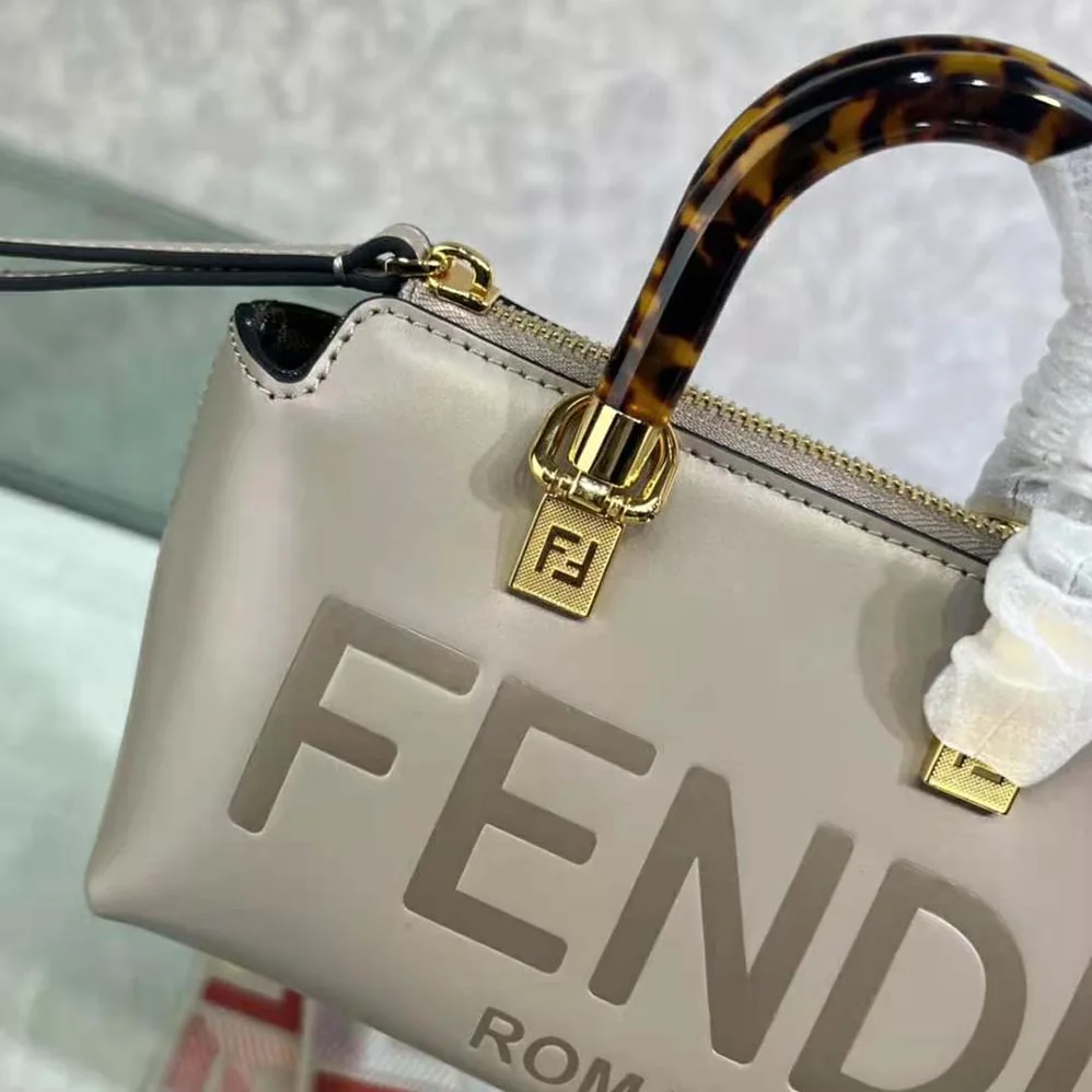 Fendi By The Way Mini Small Boston Bag in Dove Gray Leather for Women