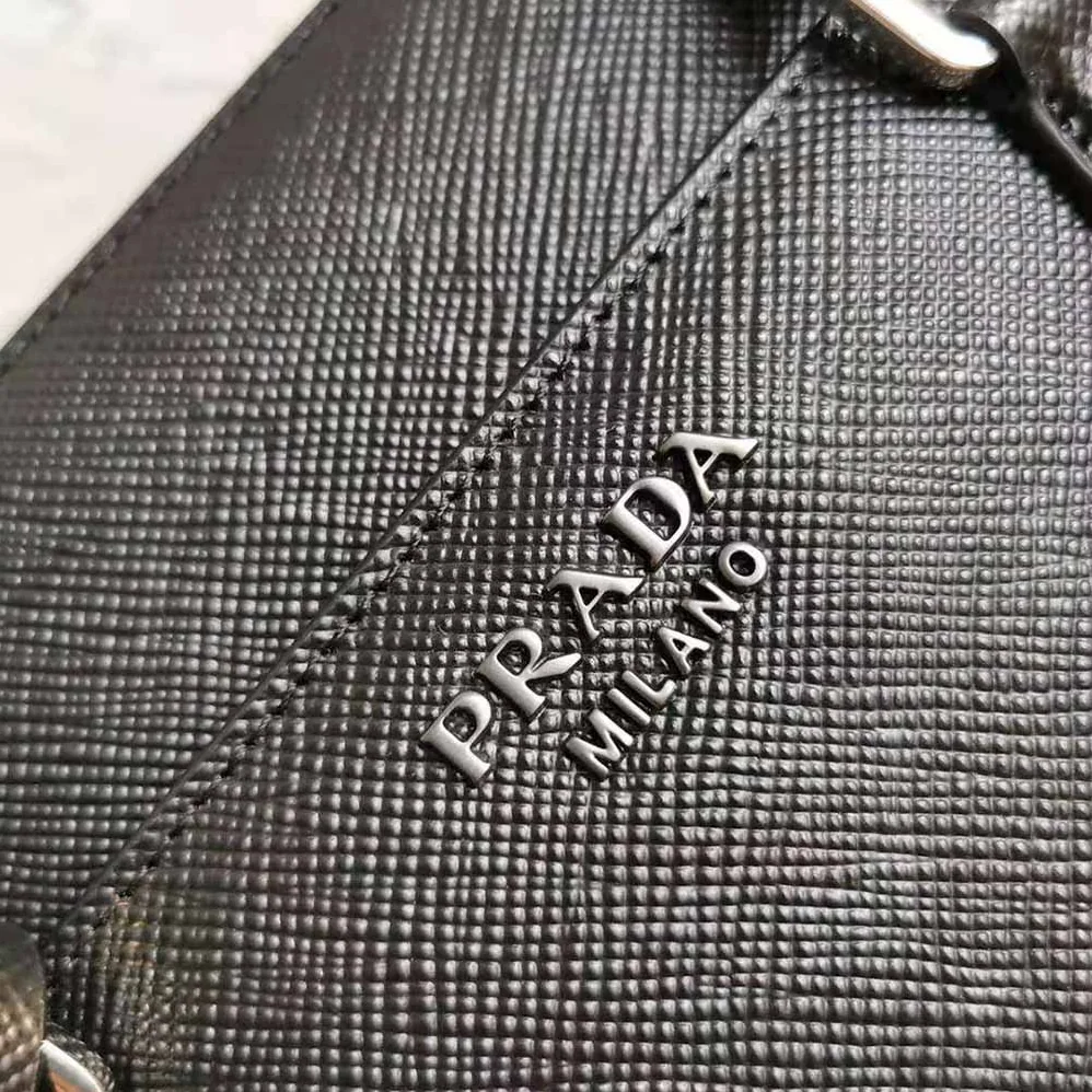 Prada Saffiano Leather Briefcase for Men in Black Prada Saffiano Leather Briefcase for Men in Black
