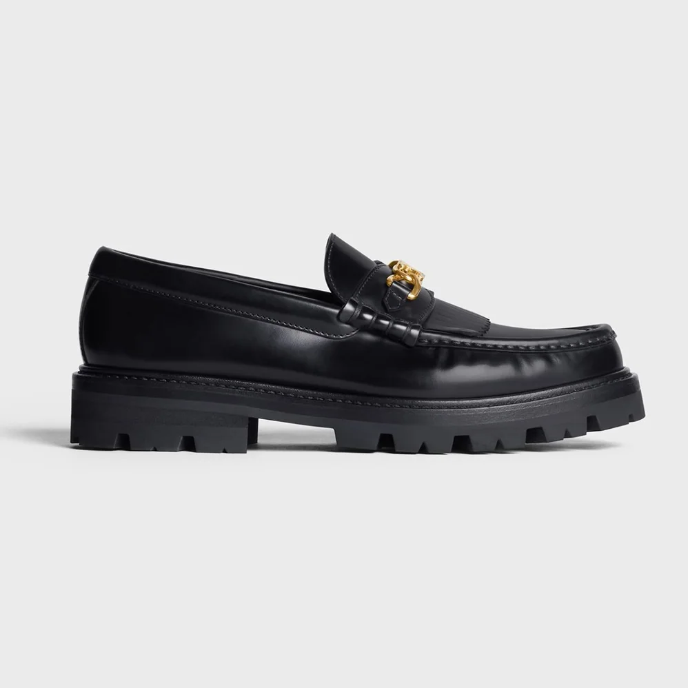 Celine Margaret Loafer with Triomphe Chain in Polished Bull for Women in Black Celine Margaret Loafer with Triomphe Chain in Polished Bull for Women in Black