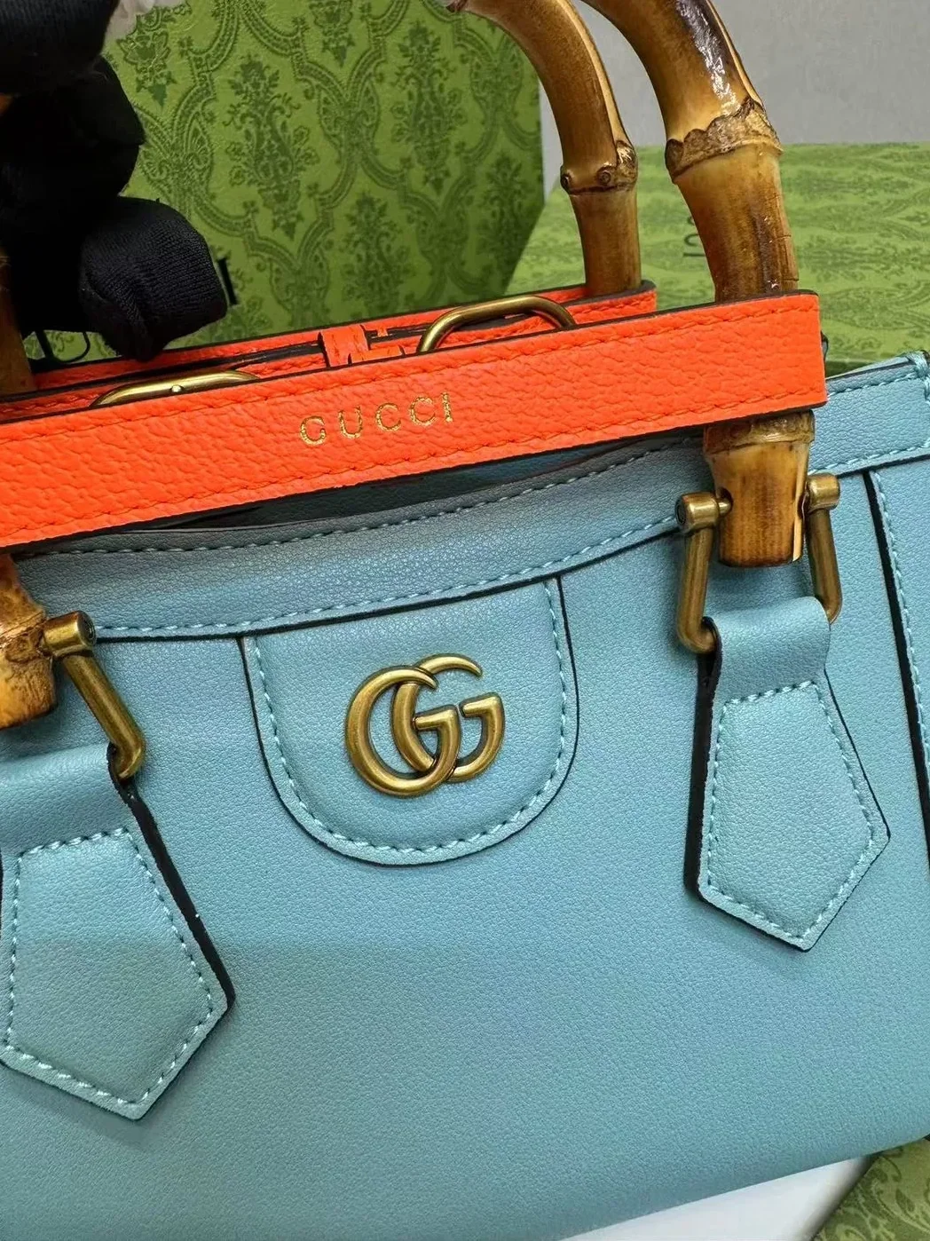 Gucci Diana Mini Tote Bag Light Blue Gucci Diana Mini Tote Bag Light Blue