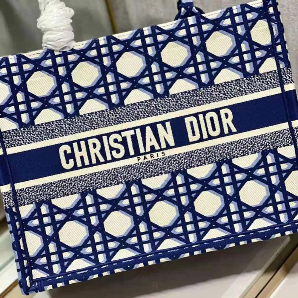 Dior Large Dior Book Tote Beige and Blue Macrocannage Embroidery for Women Dior Large Dior Book Tote Beige and Blue Macrocannage Embroidery for Women