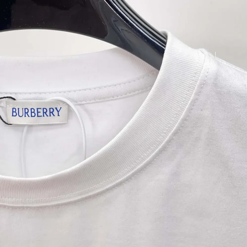 Burberry Check Label Cotton T-shirt for Women in White Burberry Check Label Cotton T-shirt for Women in White