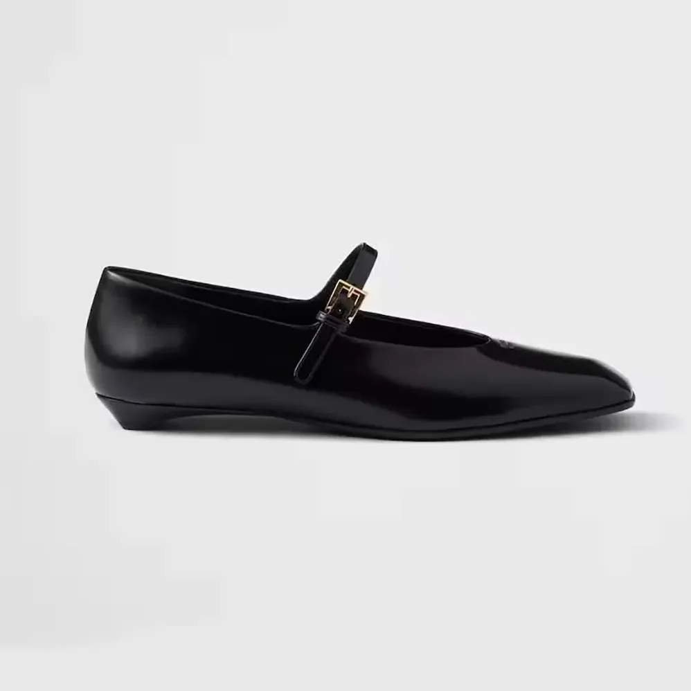 Prada Brushed leather Mary Jane ballerinas for Women in Black