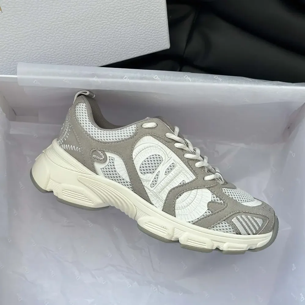 Dior Chrono Sneaker Gray Mesh and Suede Calfskin for Unisex