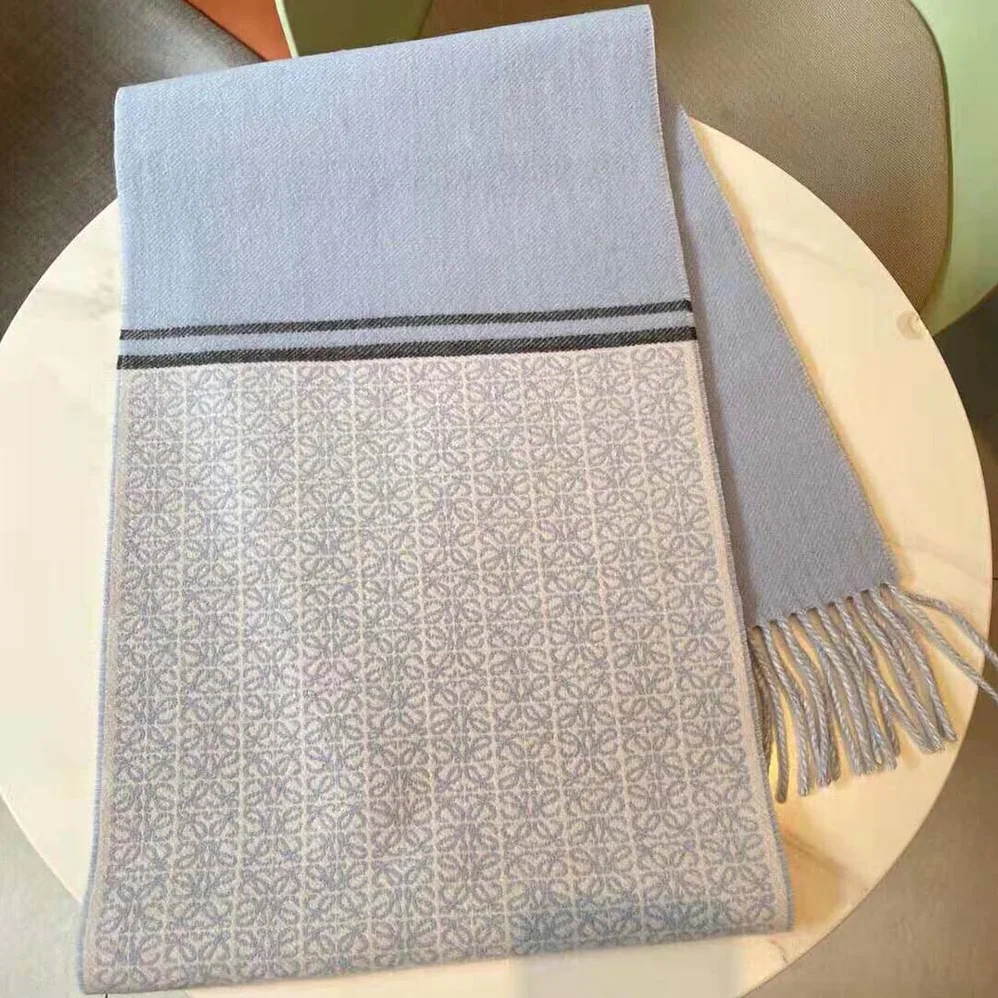 Loewe Scarf in Wool and Cashmere for Unisex in Blue Loewe Scarf in Wool and Cashmere for Unisex in Blue