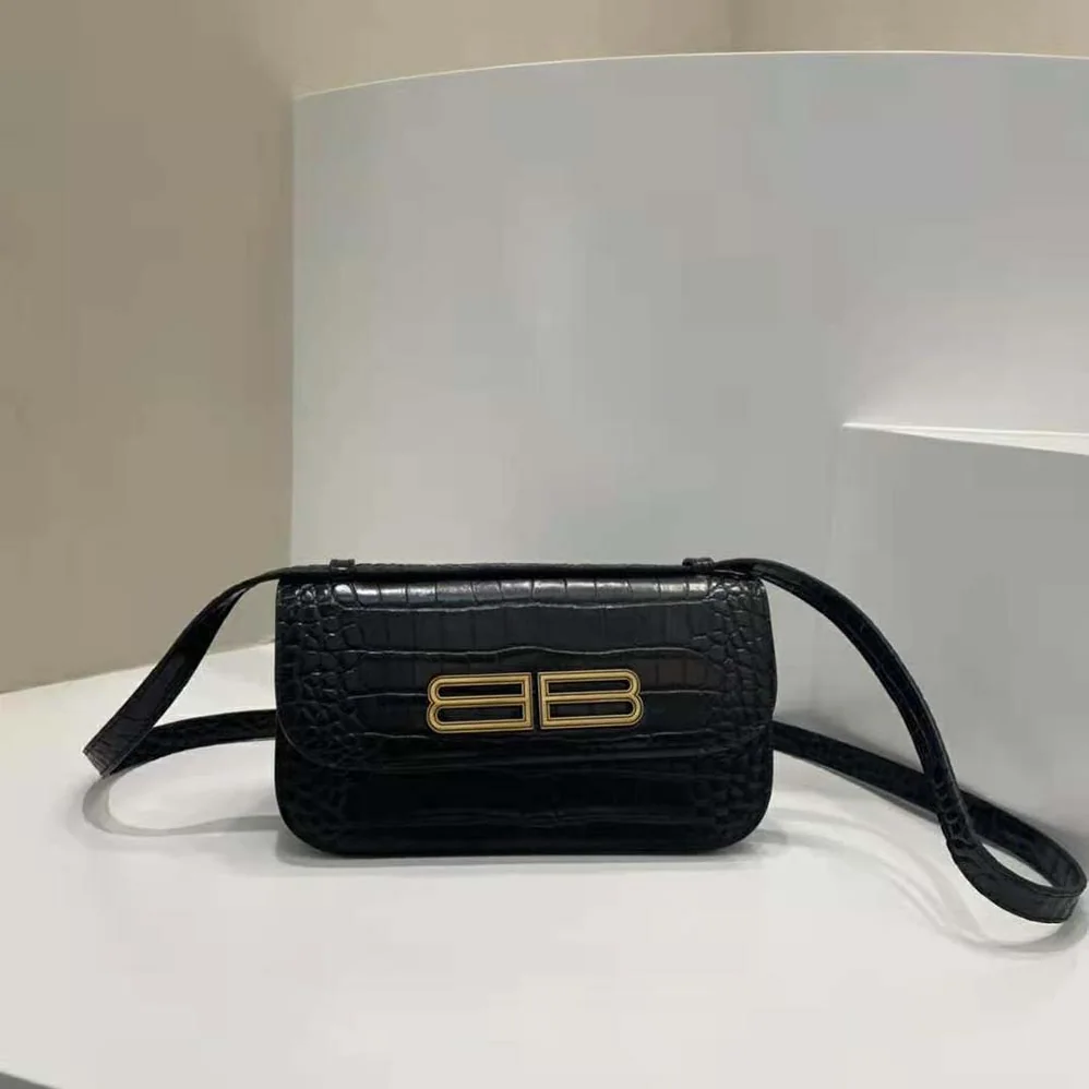 Balenciaga Gossip Small Bag in Extra Supple Crocodile Embossed Calfskin in Black for Women