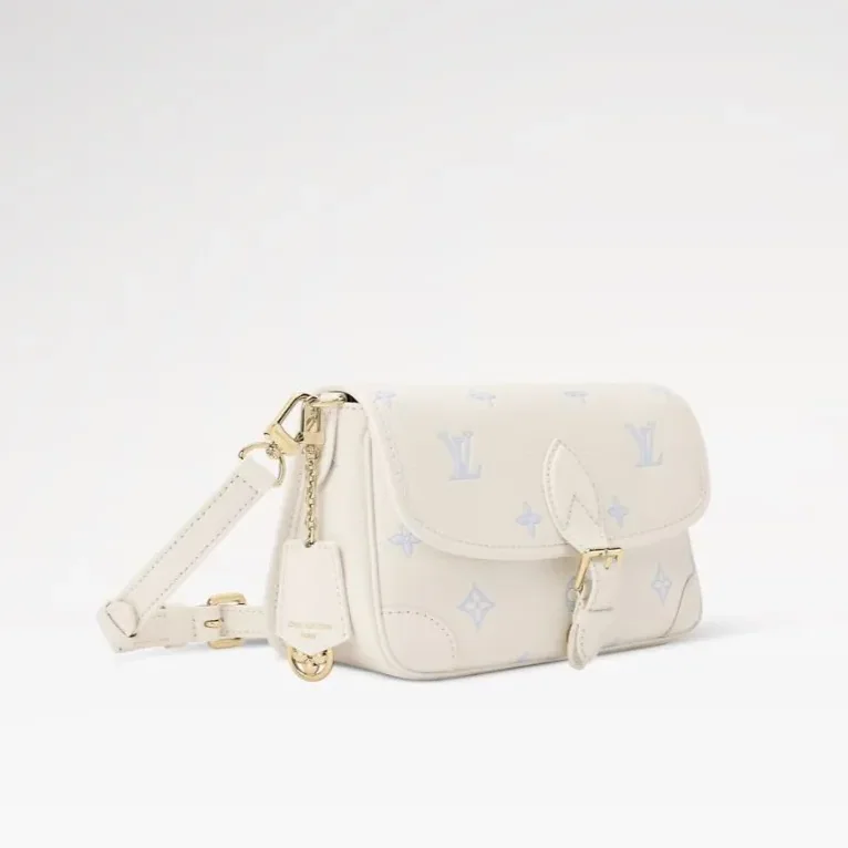 Louis Vuitton Diane Shouder Bag / Milky White/ Blue Gold Hardware