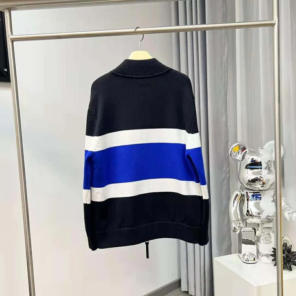 Burberry Logo Graphic Striped Wool Blend Bomber Jacket for Women