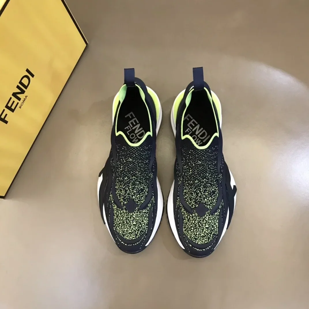 FD Fendi Flow Running Sneakers Black And Green FD Fendi Flow Running Sneakers Black And Green