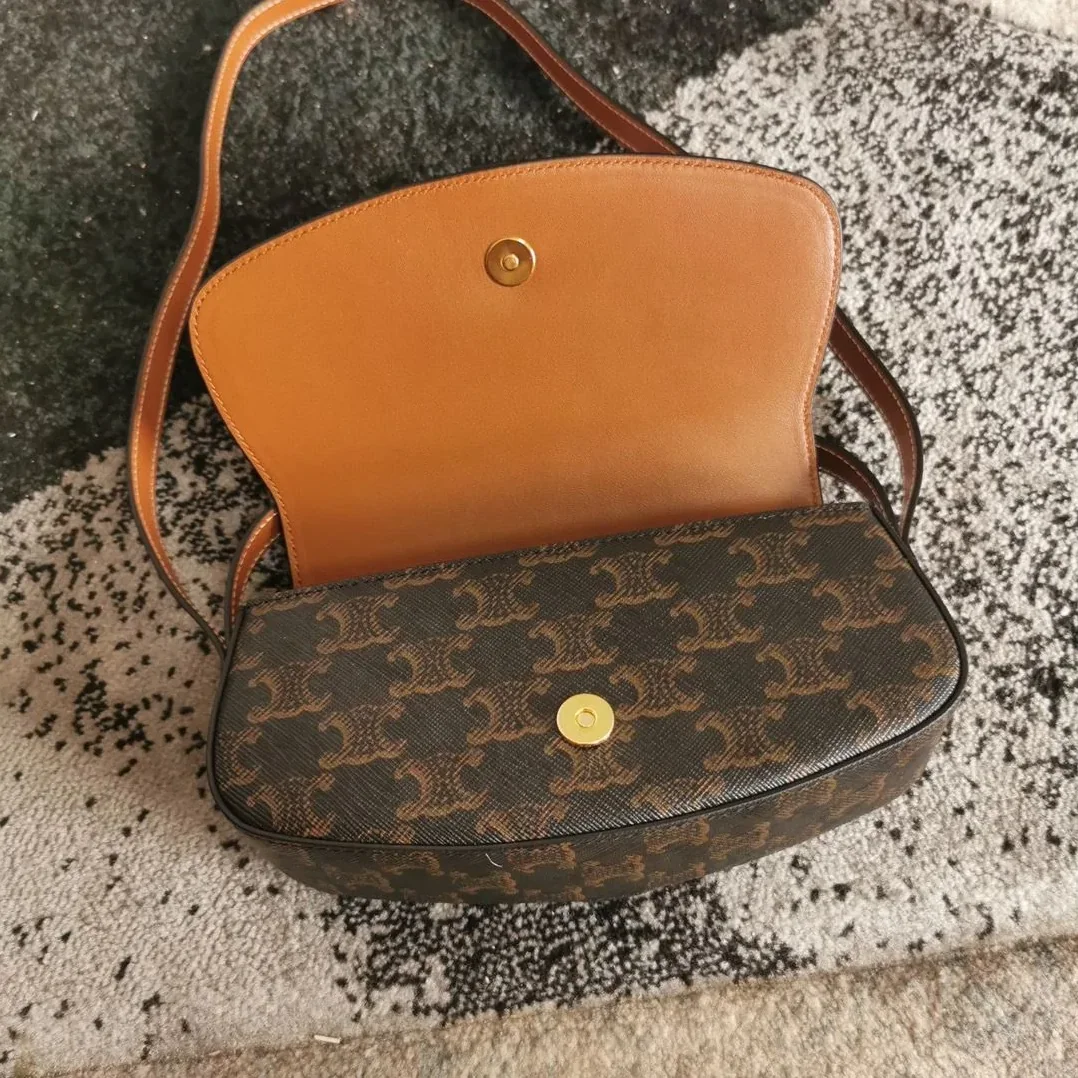 Celine Clutch On Strap Tabou In Triomphe Canvas Brown /
