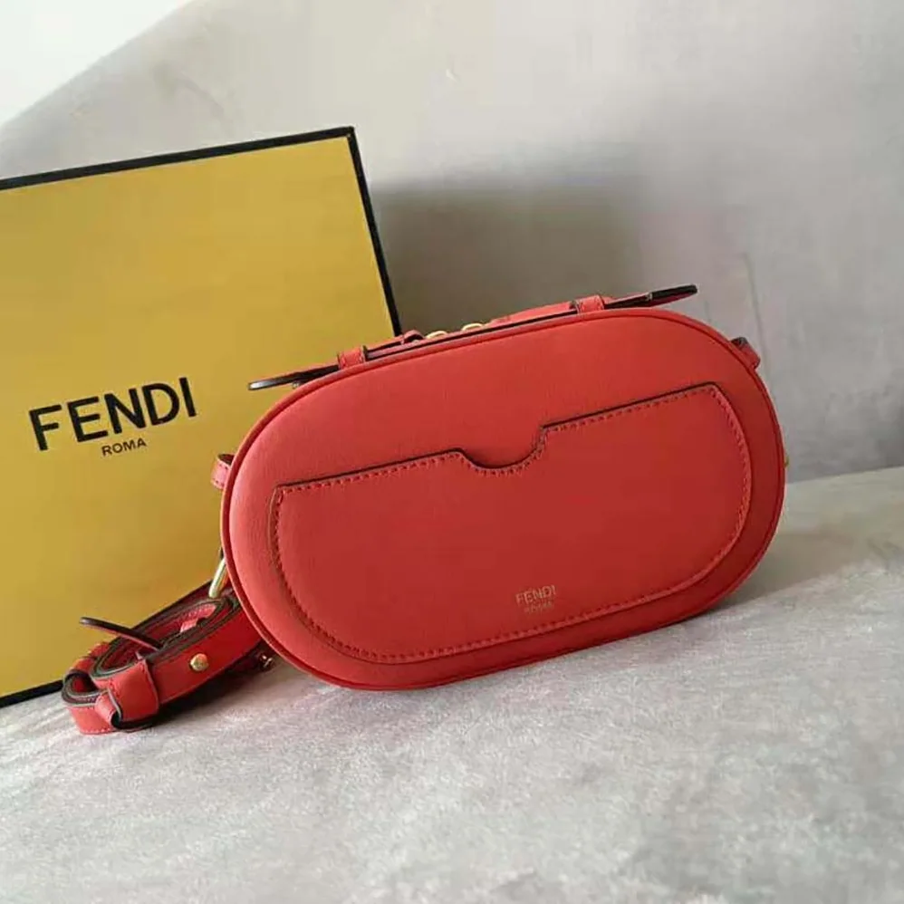 Fendi Mini Camera Case Red Leather and Suede Mini for Women in Bag