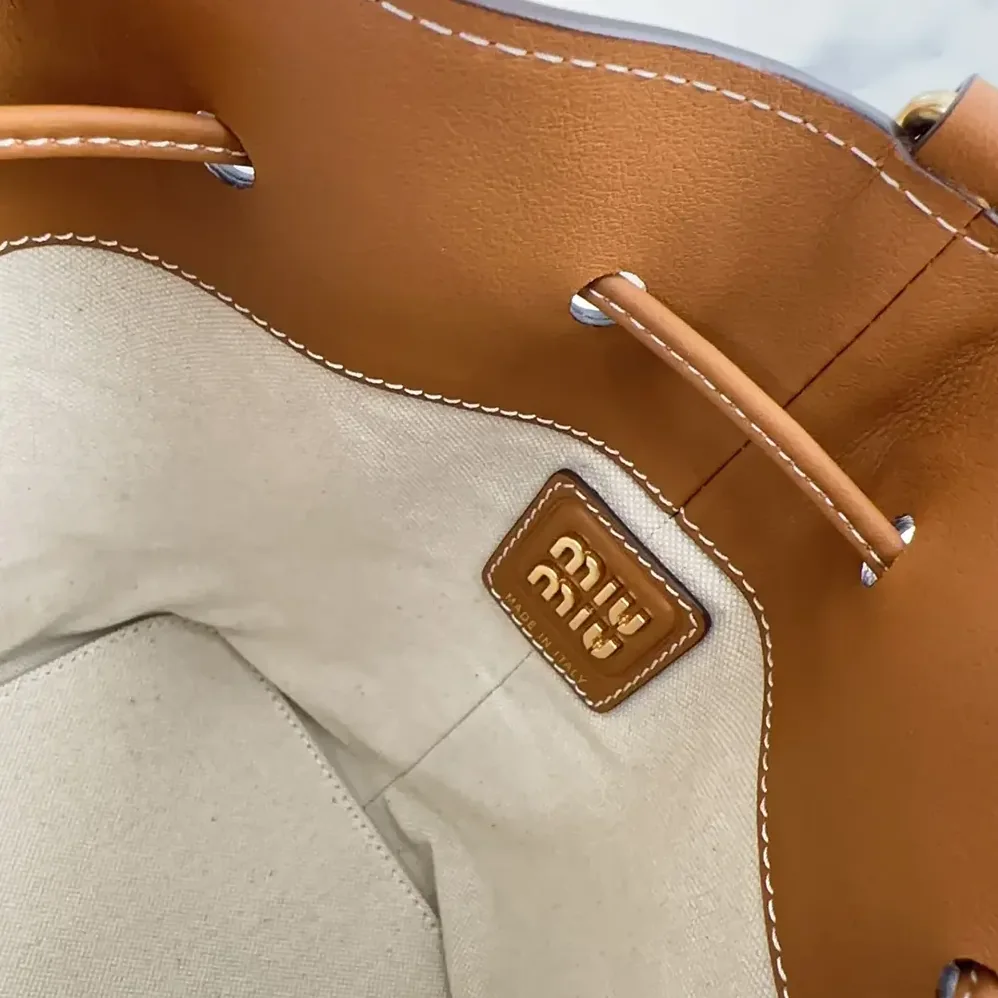 Miu Miu Leather Bucket Bag-Black 5BE090_2CRM_F0046_V_OOO for Women Miu Miu Leather Bucket Bag-Black 5BE090_2CRM_F0046_V_OOO for Women