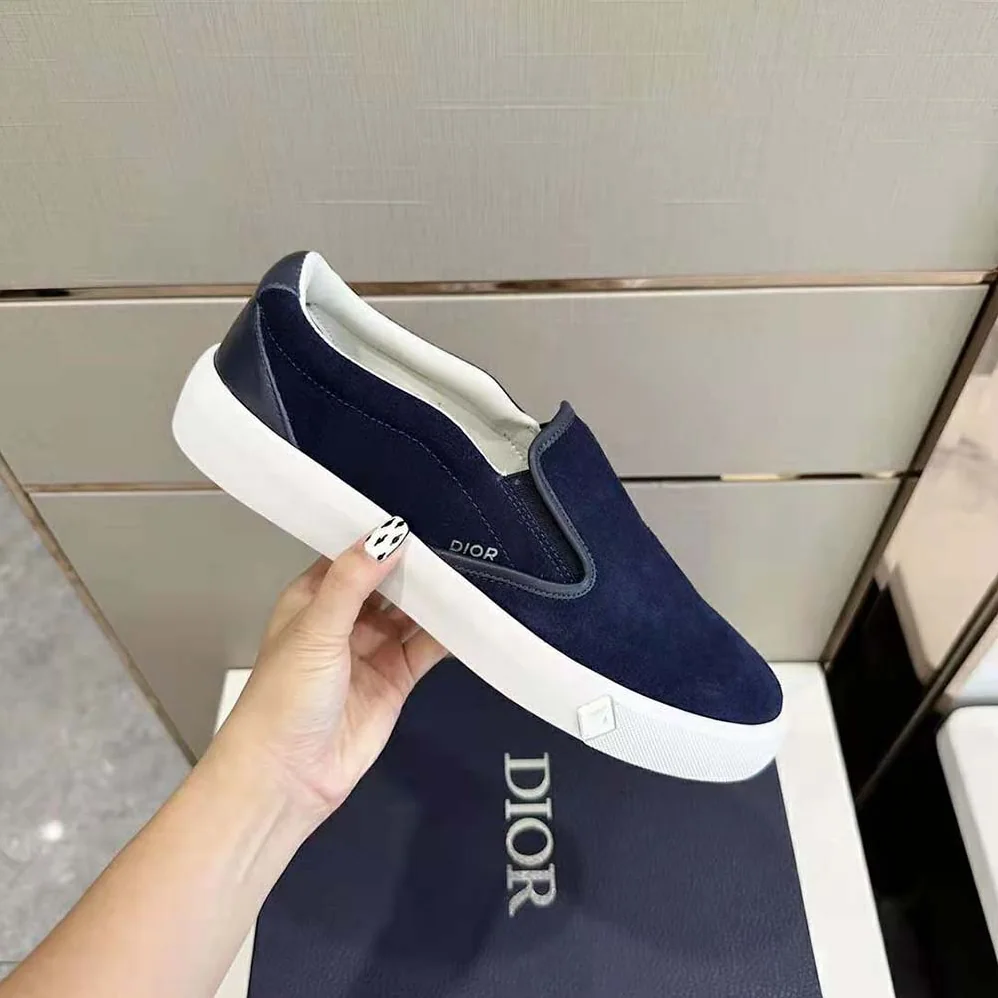 Dior B101 Slip-on Sneaker Navy Blue Suede and Smooth Calfskin for Men