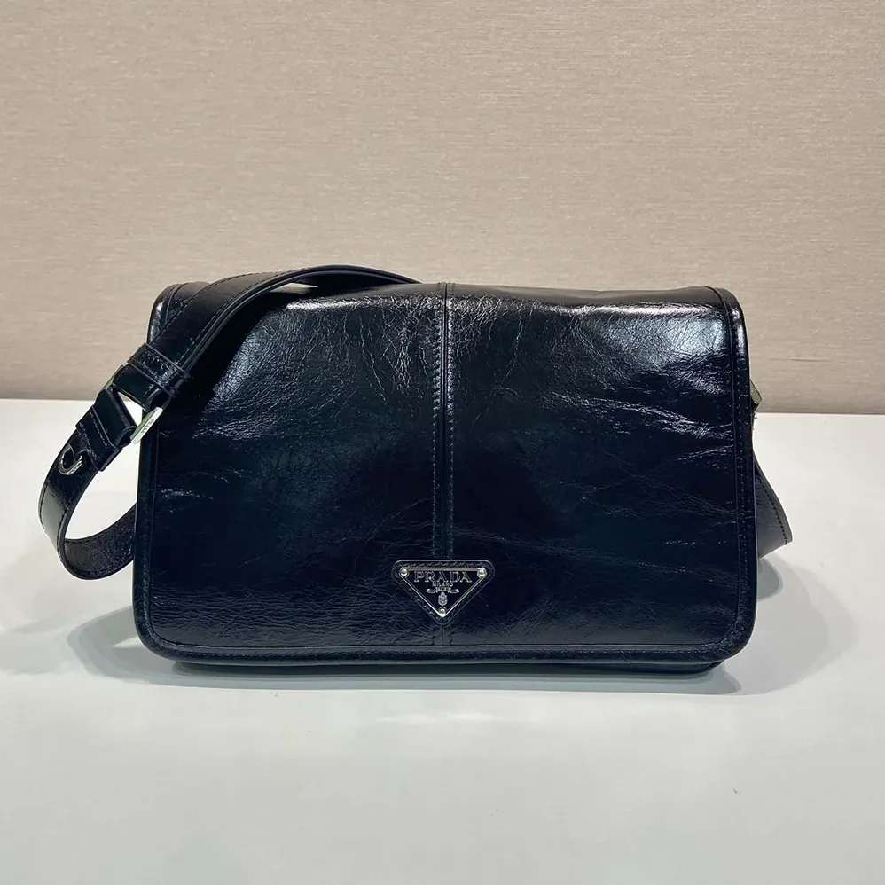 Prada Leather Shoulder Bag for Women in Black