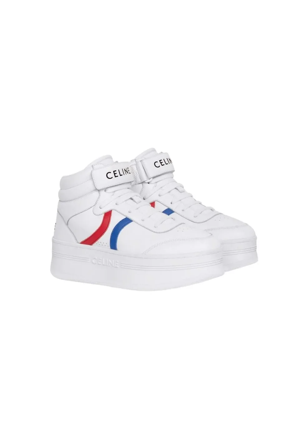 Celine Mid Block Sneakers With Velcro And Wedge White .01UR