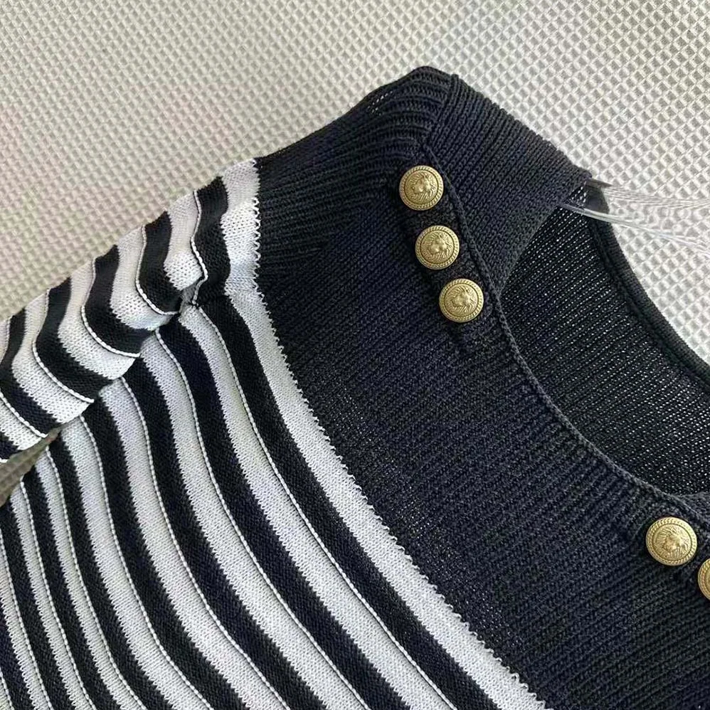 Balmain Sailor-Striped Cotton for Women in Blend Knit Dress Balmain Sailor-Striped Cotton for Women in Blend Knit Dress