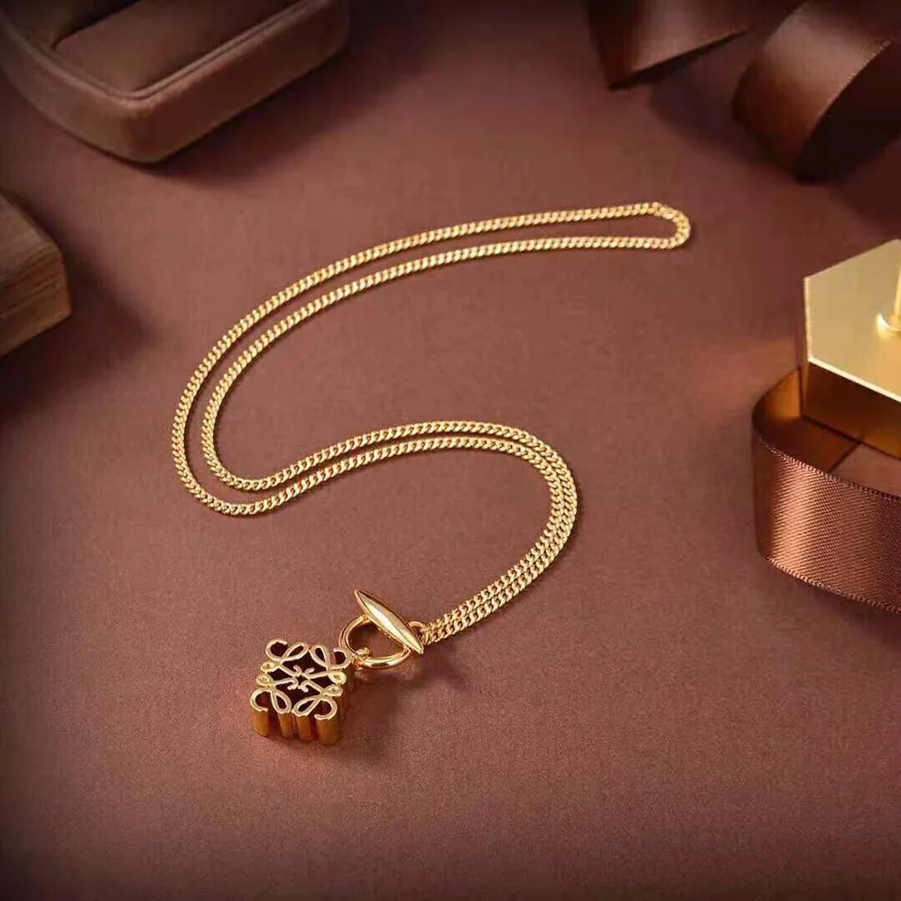 Loewe Anagram Pendant Necklace in Metal for Women Loewe Anagram Pendant Necklace in Metal for Women