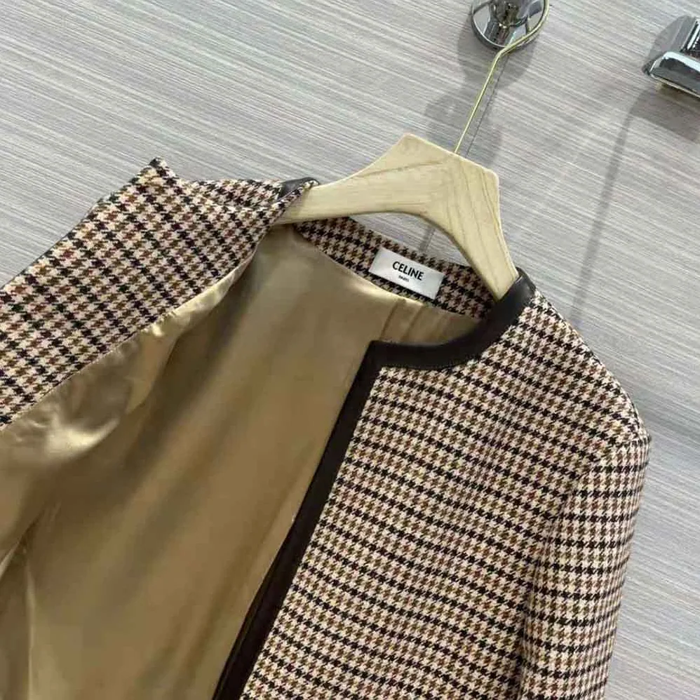 Celine Chasseur Jacket in Houndstooth Wool for Women Celine Chasseur Jacket in Houndstooth Wool for Women