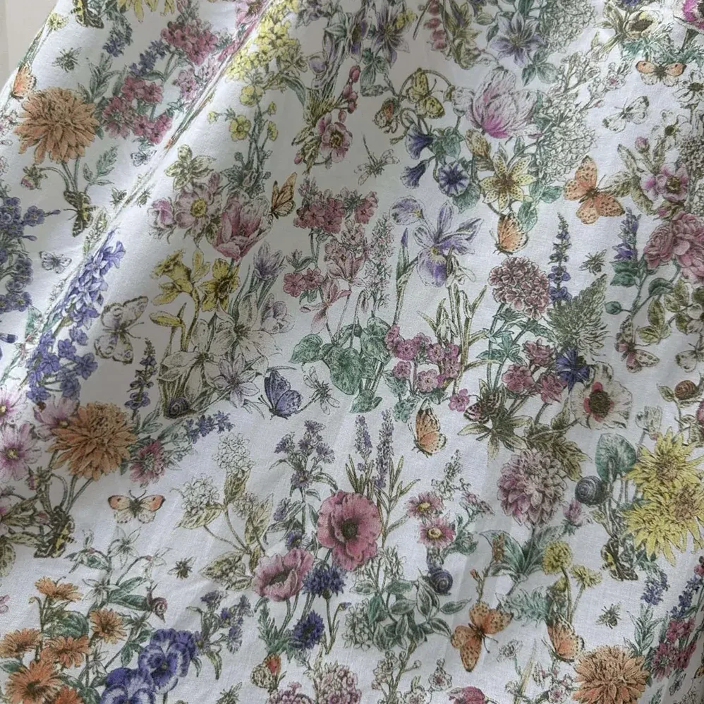 Dior Mid-Length Flared Skirt Cotton Muslin with Multicolor Dior Flowers Calendar Allover Motif for Women Dior Mid-Length Flared Skirt Cotton Muslin with Multicolor Dior Flowers Calendar Allover Motif for Women