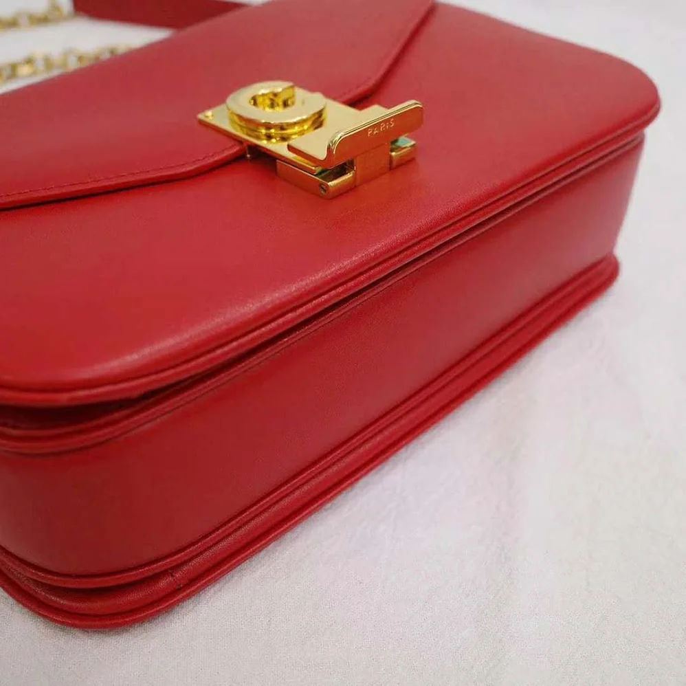 Celine Medium C Bag in Shiny Calfskin Leather for Women in Red Celine Medium C Bag in Shiny Calfskin Leather for Women in Red