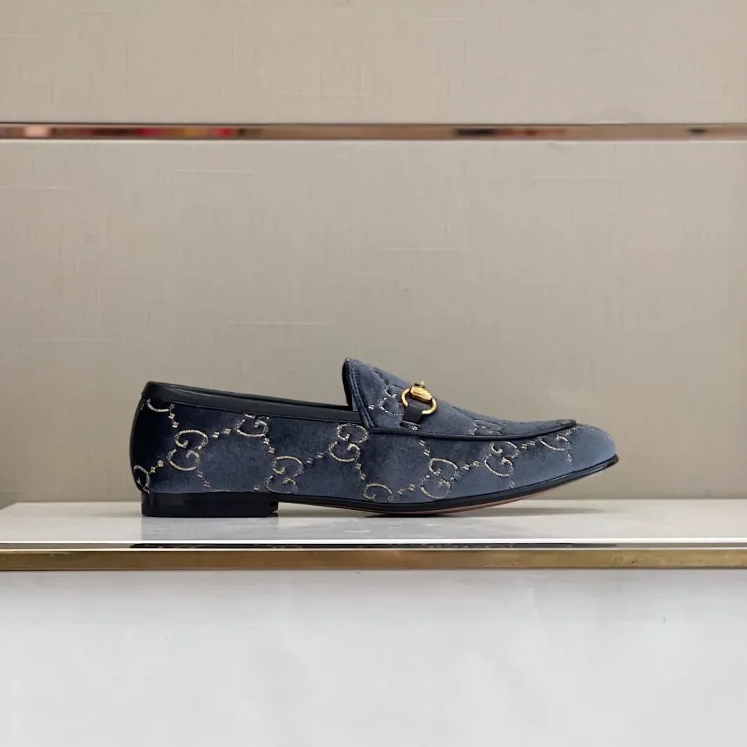 Gucci Jordan GG Velvet Loafer Blue