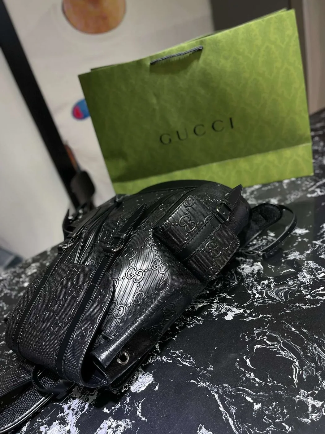 Gucci Embossed Backpack GG Black / Gucci Embossed Backpack GG Black /