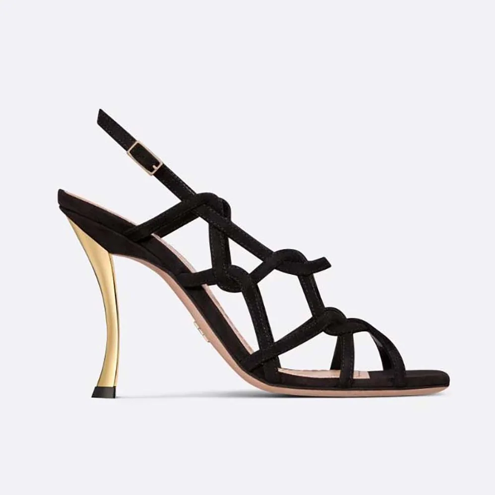 Dior D-Fame Heeled Sandal Black Suede Calfskin for Women