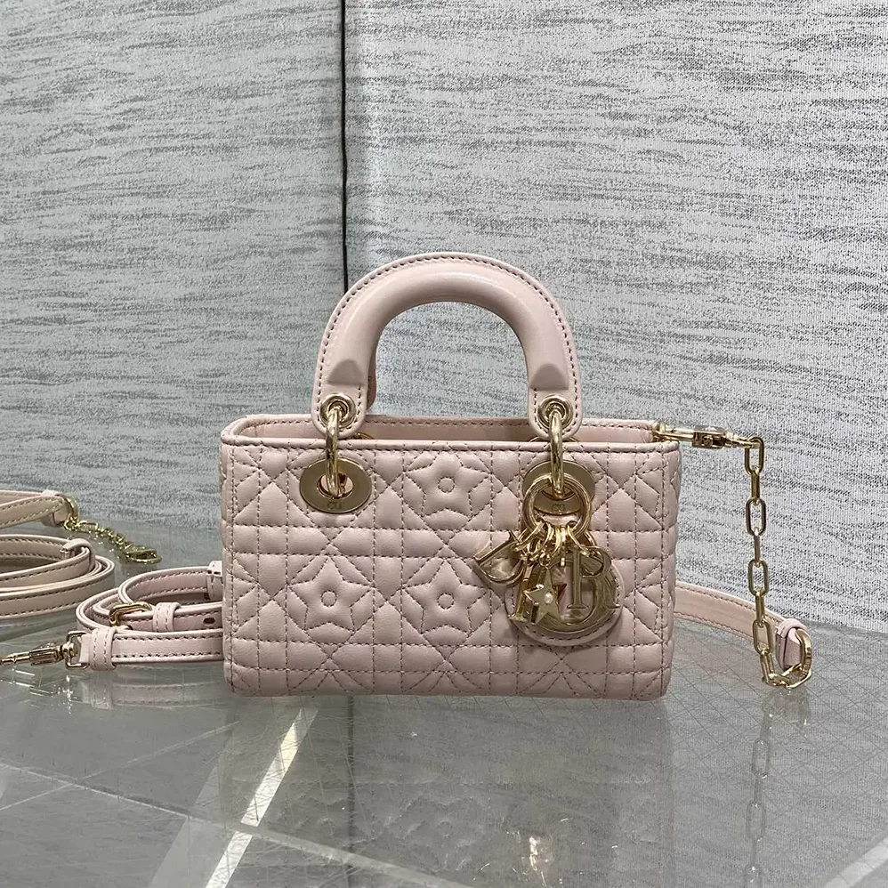 Dior Lady D-Joy Micro Bag Pink Cannage Lambskin with Star Motif for Women Dior Lady D-Joy Micro Bag Pink Cannage Lambskin with Star Motif for Women
