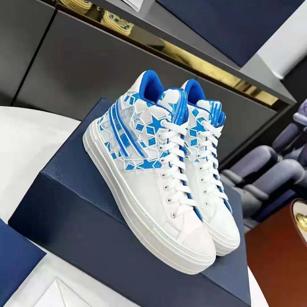 Dior Walk N Dior Star Sneaker Bright Blue and White Calfskin and Technical Fabric for Unisex