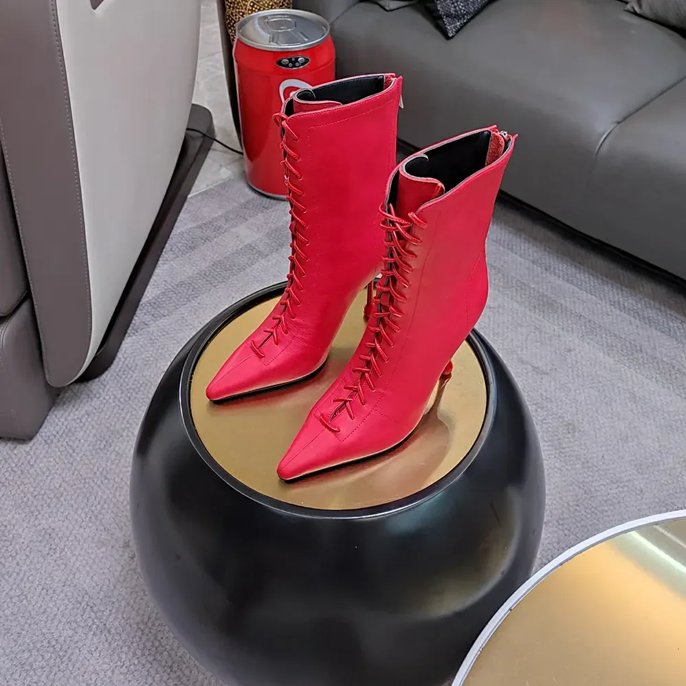 Jimmy Choo Scarlett Ankle Boot 95 Postbox Red Nappa Leather Boots for Women