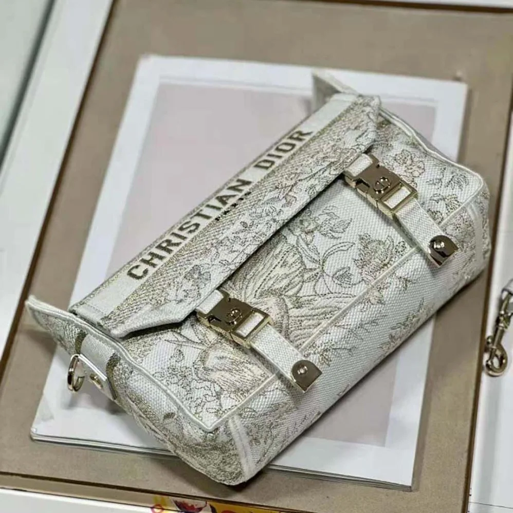 Dior Small Diorcamp Bag Dior Jardin d'Hiver Embroidery with Gold for Women in Tone Metallic Thread