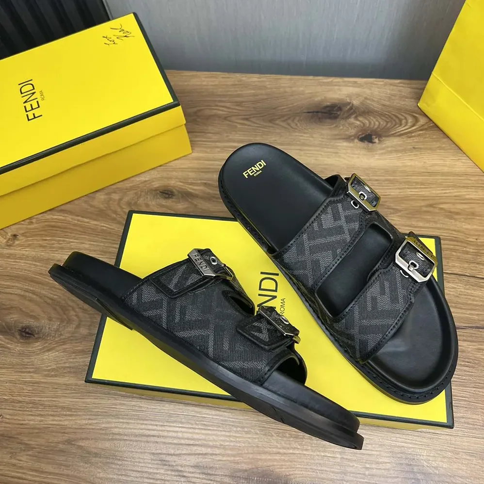Fendi Feel Sandals FF Jacquard Fabric Sandals for Unisex
