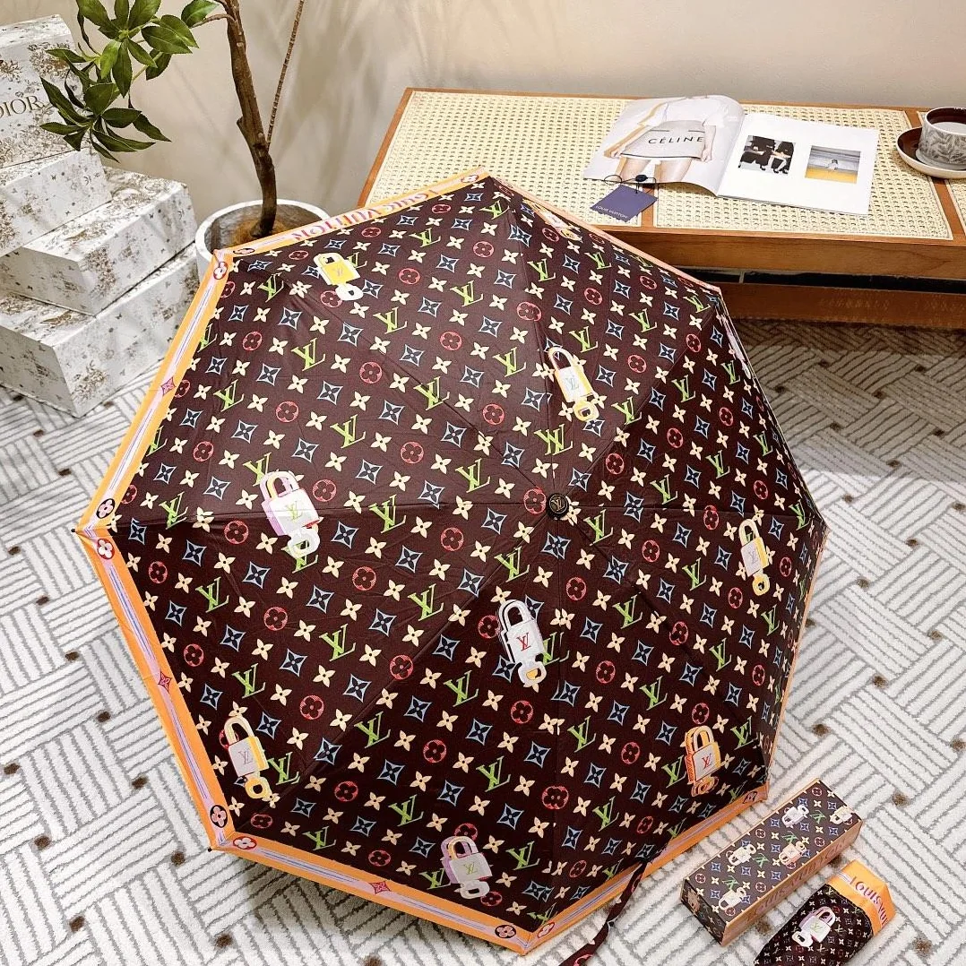 Fendi Logo Compact Umbrella Black
