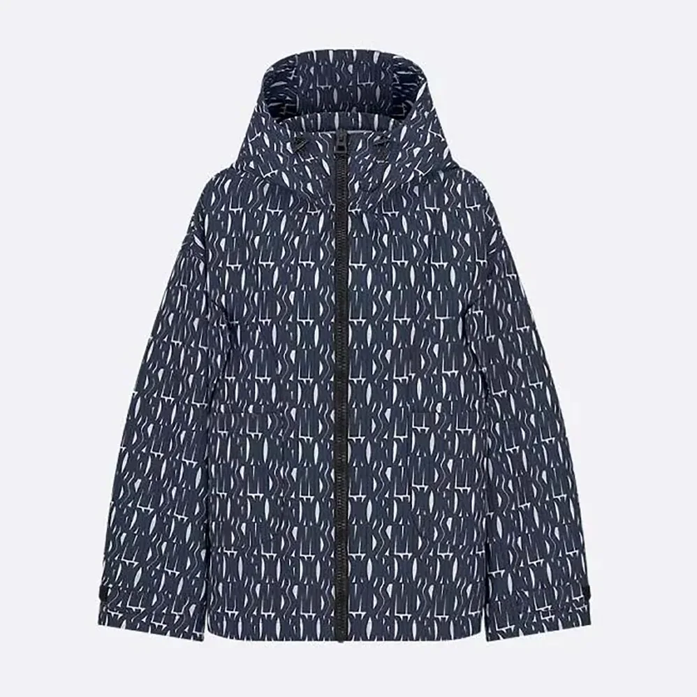 Dior Waterproof Hooded Jacket White Technical Taffeta Jacquard for Men