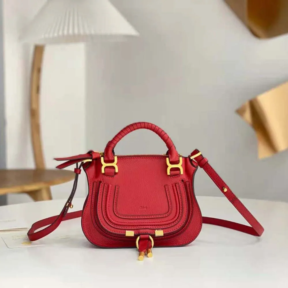 Chloe Marcie Mini Double Carry Bag for Women in Red Chloe Marcie Mini Double Carry Bag for Women in Red