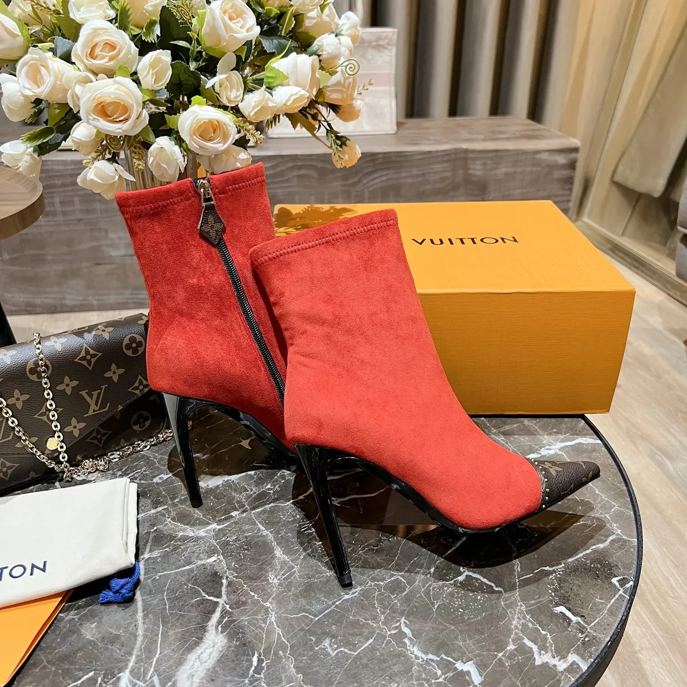 Louis Vuitton Cherie Ankle Boots Red for Women Louis Vuitton Cherie Ankle Boots Red for Women