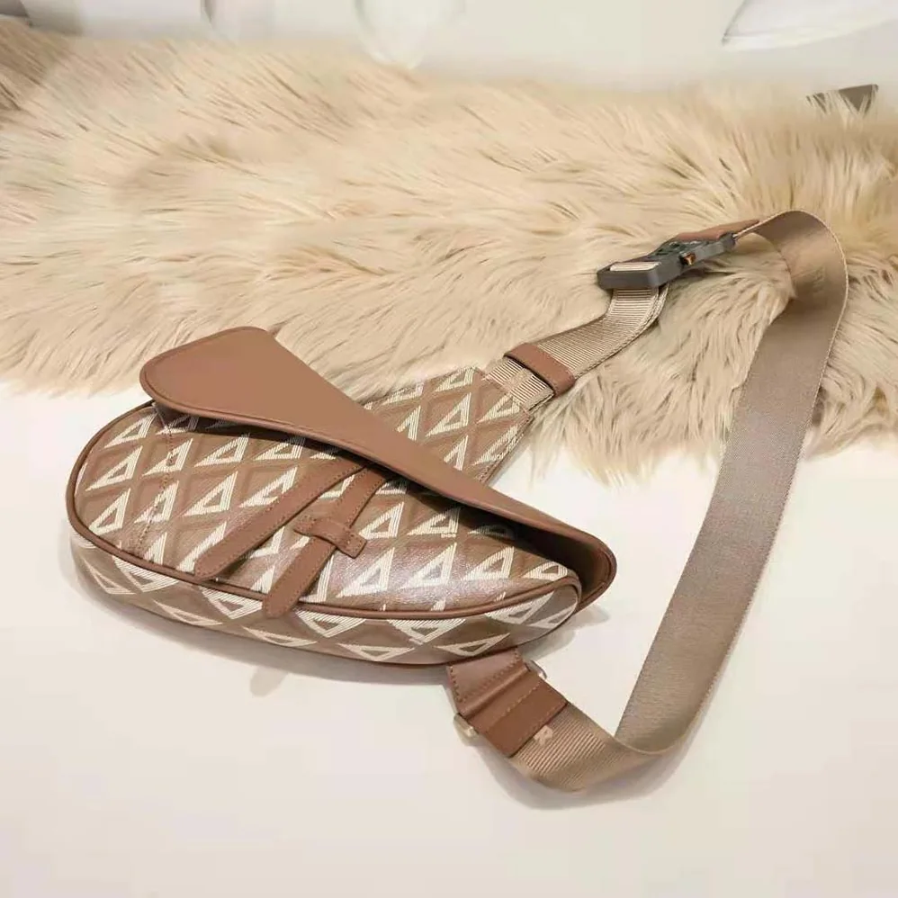 Dior Saddle Bag Coffee CD Diamond Canvas and Smooth Calfskin for Men Dior Saddle Bag Coffee CD Diamond Canvas and Smooth Calfskin for Men