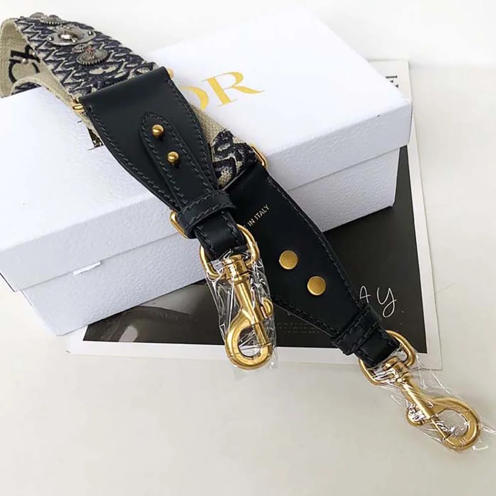 Dior Shoulder Strap with Ring Blue Dior Oblique Embroidery for Women