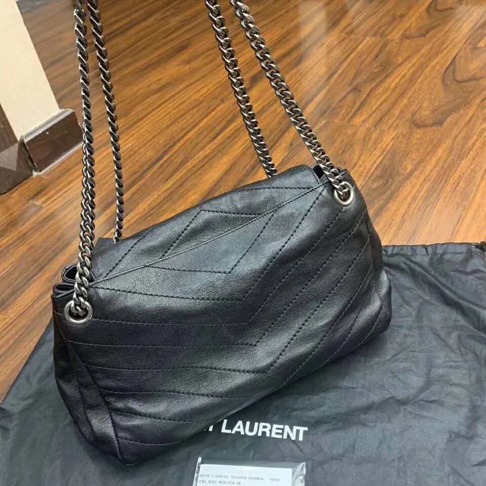 Saint Laurent YSL Nolita Medium Bag Vintage Leather for Women in Black Saint Laurent YSL Nolita Medium Bag Vintage Leather for Women in Black