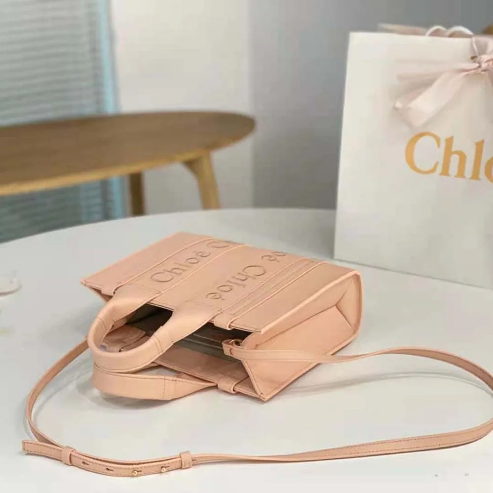 Chloe Mini Woody Tote Bag for Women in Pink Chloe Mini Woody Tote Bag for Women in Pink