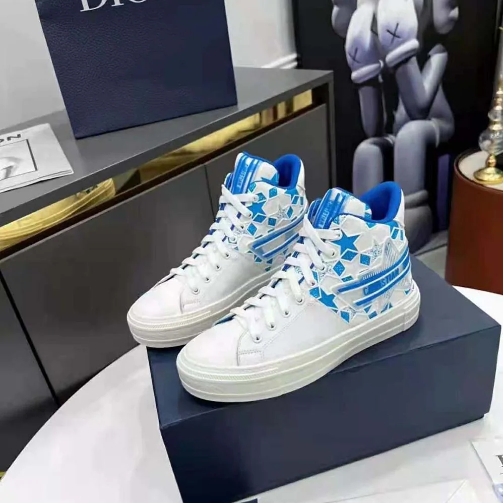 Dior Walk N Dior Star Sneaker Bright Blue and White Calfskin and Technical Fabric for Unisex