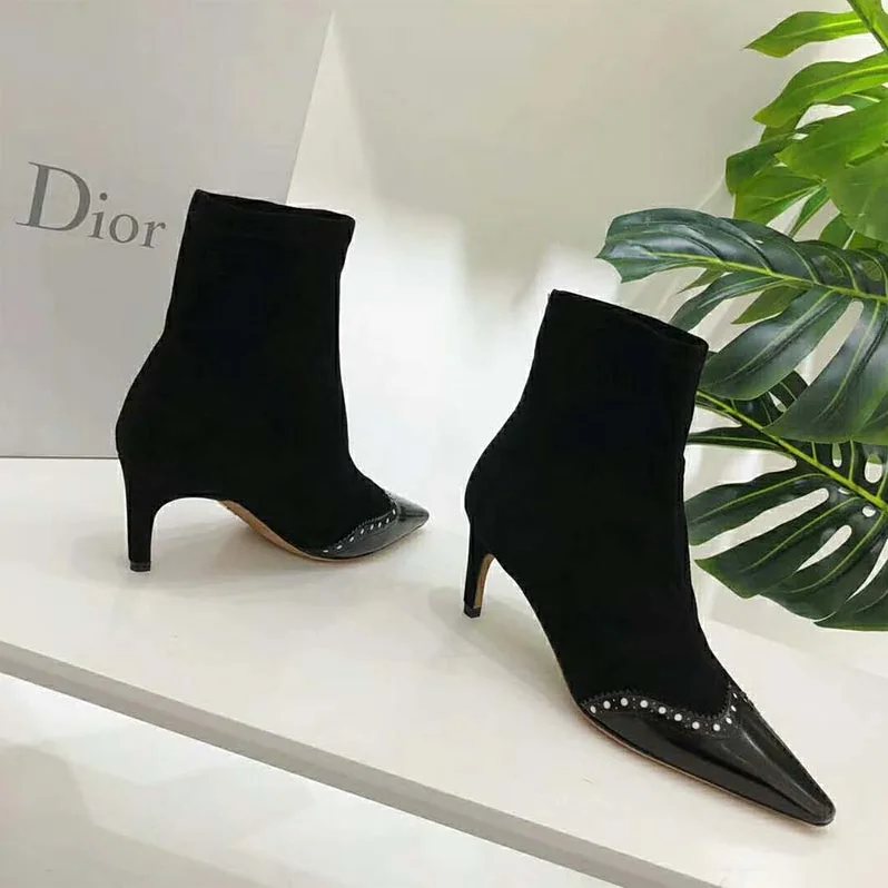 Dior Spectadior Ankle Boot in Stretch Suede Calfskin 65mm Heel for Women in Black Dior Spectadior Ankle Boot in Stretch Suede Calfskin 65mm Heel for Women in Black